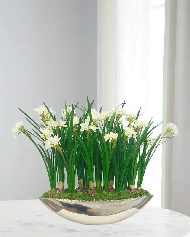 Winward Home Narcissus Faux Plant in Aluminum Vase
