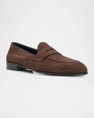 Brioni Men's Suede Penny Loafers | Thumbnail 2