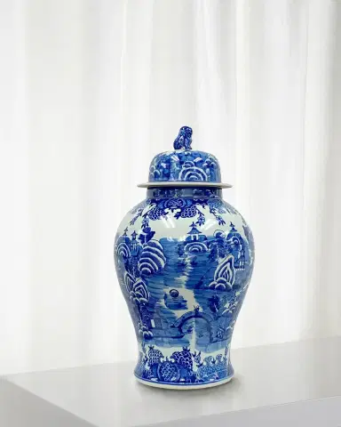 Winward Home Blue & White Chinoiserie Ceramic Urn | Thumbnail 1