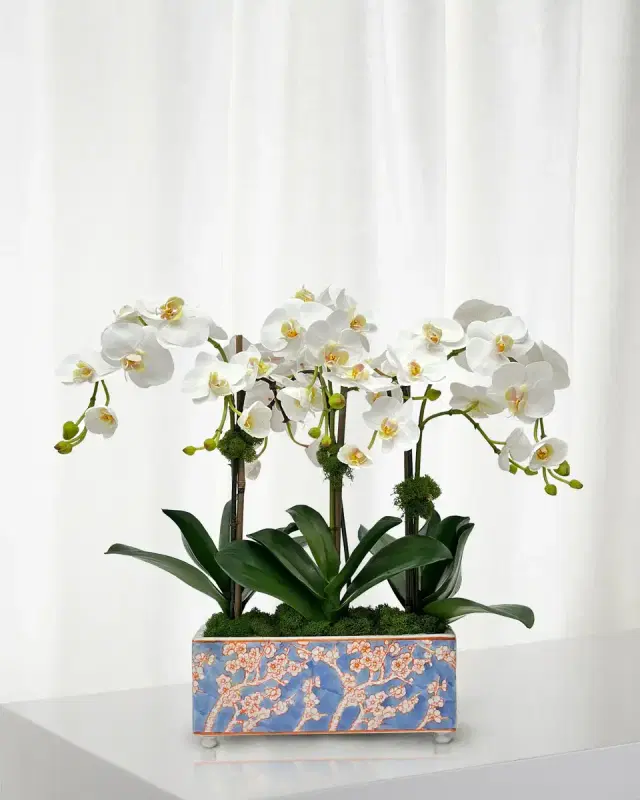 Winward Home Orchid 20" Faux Floral Arrangement in Longlife Porcelain Arranger