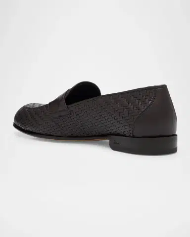 Brioni Men's Woven Napa Leather Penny Loafers | Thumbnail 4 Brioni Men's Woven Napa Leather Penny Loafers | Thumbnail 4