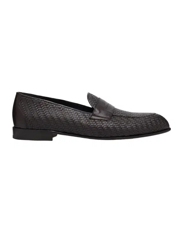 Brioni Men's Woven Napa Leather Penny Loafers