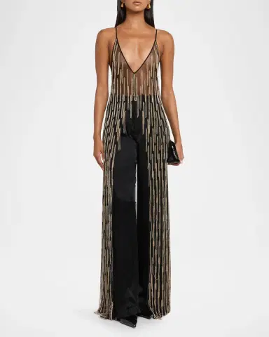Lapointe Sheer Rhinestone Fringe Cami Top | Thumbnail 4