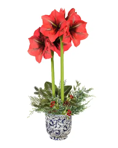 Winward Home Amaryllis 26" Faux Floral Arrangement in Porcelain Vase | Thumbnail 2