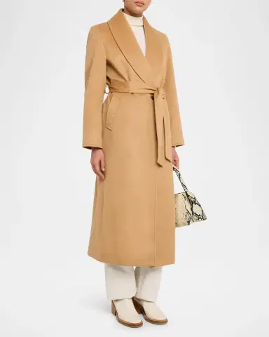Sofia Cashmere Cashmere Belted Wrap Coat with Pick-Stitched Detail | Thumbnail 2 Sofia Cashmere Cashmere Belted Wrap Coat with Pick-Stitched Detail | Thumbnail 2