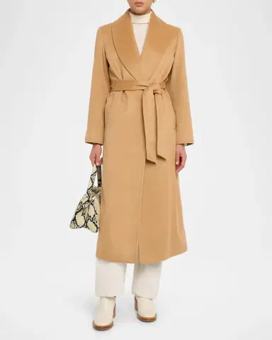 Sofia Cashmere Cashmere Belted Wrap Coat with Pick-Stitched Detail | Thumbnail 4 Sofia Cashmere Cashmere Belted Wrap Coat with Pick-Stitched Detail | Thumbnail 4