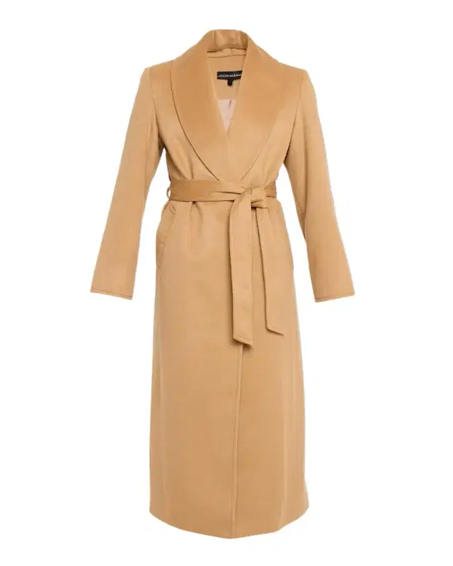 Sofia Cashmere Cashmere Belted Wrap Coat with Pick-Stitched Detail