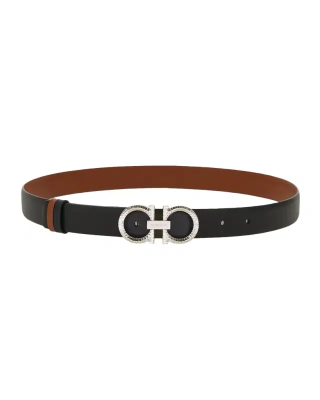 Ferragamo Donna Reversible Leather Double Gancini Belt