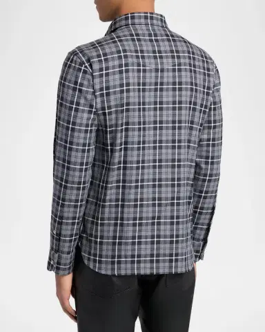Tom Ford Men's Cotton and Cashmere Check Snap-Front Western Shirt | Thumbnail 3 Tom Ford Men's Cotton and Cashmere Check Snap-Front Western Shirt | Thumbnail 3