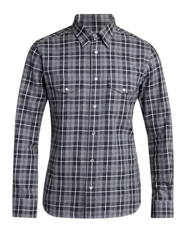 Tom Ford Men's Cotton and Cashmere Check Snap-Front Western Shirt | Thumbnail 1 Tom Ford Men's Cotton and Cashmere Check Snap-Front Western Shirt | Thumbnail 1