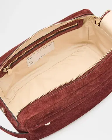 Brunello Cucinelli Men's Suede Travel Pouch | Thumbnail 3