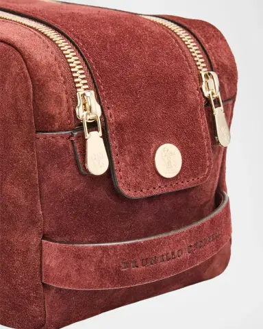 Brunello Cucinelli Men's Suede Travel Pouch | Thumbnail 4