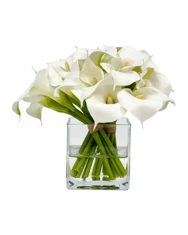 Winward Home Tri Calla Lily 9.5" Faux Floral Arrangement in Glass Cube | Thumbnail 2