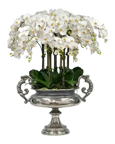 Winward Home Orchid 45" Faux Floral Arrangement in Silvertone Urn | Thumbnail 2