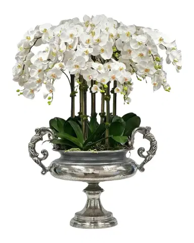 Winward Home Orchid 45" Faux Floral Arrangement in Silvertone Urn | Thumbnail 1