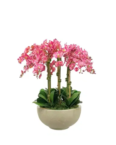 Winward Home Orchids 34" Faux Floral Arrangement in Fiberglass Bowl | Thumbnail 1