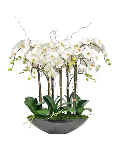 Winward Home Phalaenopsis Orchids 28" Faux Floral Arrangement in Glass Bowl | Thumbnail 1
