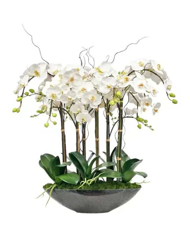 Winward Home Phalaenopsis Orchids 28" Faux Floral Arrangement in Glass Bowl