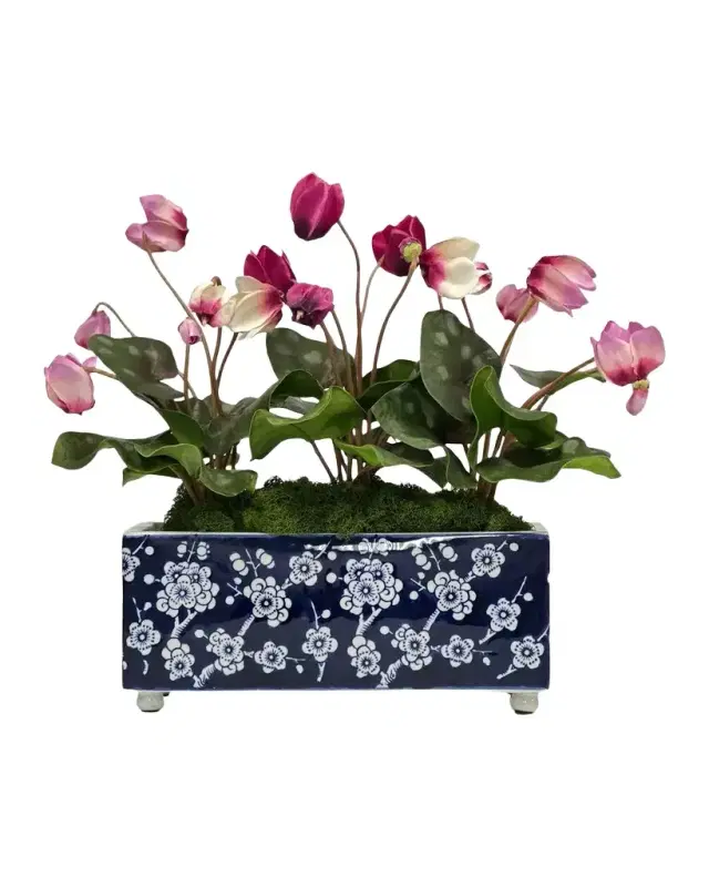 Winward Home Cyclamen 15" Faux Floral Arrangement in Porcelain Vase