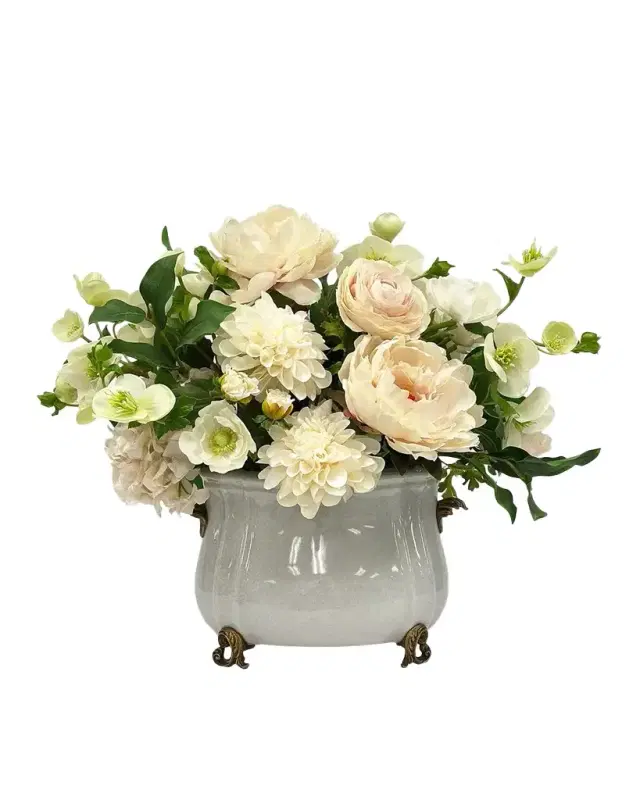 Winward Home Cafe Au Lait Mixed 20" Faux Floral Arrangement in Porcelain Planter