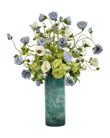 Winward Home Poppies & Snowballs 38" Faux Floral Arrangement in Porcelain Vase | Thumbnail 2