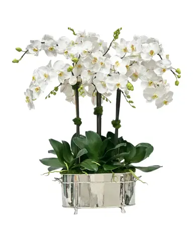 Winward Home Orchids 34" Faux Floral Arrangement in Aluminum Planter | Thumbnail 2