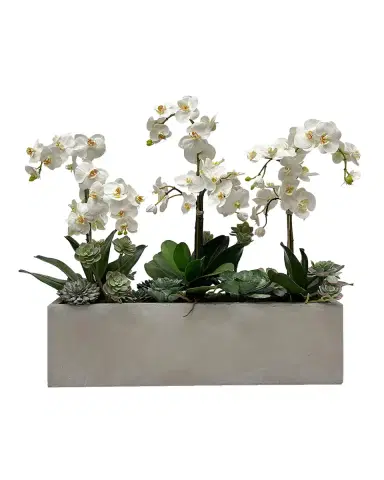 Winward Home Orchids & Succulents 30" Faux Floral Arrangement in Fiberglass Planter | Thumbnail 2
