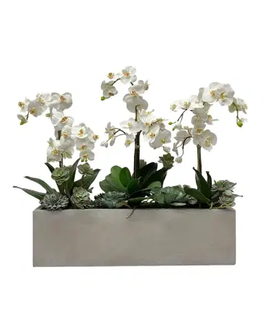 Winward Home Orchids & Succulents 30" Faux Floral Arrangement in Fiberglass Planter | Thumbnail 1