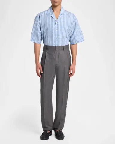 Bottega Veneta Men's Cargo Pocket Shadow Stripe Pleated Trousers | Thumbnail 2 Bottega Veneta Men's Cargo Pocket Shadow Stripe Pleated Trousers | Thumbnail 2