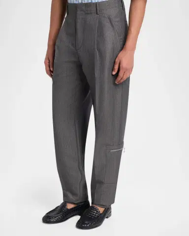 Bottega Veneta Men's Cargo Pocket Shadow Stripe Pleated Trousers | Thumbnail 4 Bottega Veneta Men's Cargo Pocket Shadow Stripe Pleated Trousers | Thumbnail 4
