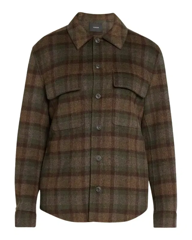 Vince Men's Plaid Double-Face Flap Pocket Overshirt
