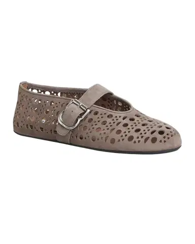Alaïa Vienne Perforated Suede Buckle Ballerina Flats | Thumbnail 1 Alaïa Vienne Perforated Suede Buckle Ballerina Flats | Thumbnail 1