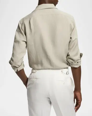 Ralph Lauren Purple Label Silk-Linen Button-Front Shirt | Thumbnail 3 Ralph Lauren Purple Label Silk-Linen Button-Front Shirt | Thumbnail 3