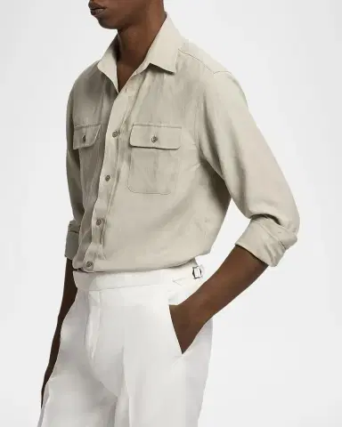 Ralph Lauren Purple Label Silk-Linen Button-Front Shirt | Thumbnail 6 Ralph Lauren Purple Label Silk-Linen Button-Front Shirt | Thumbnail 6