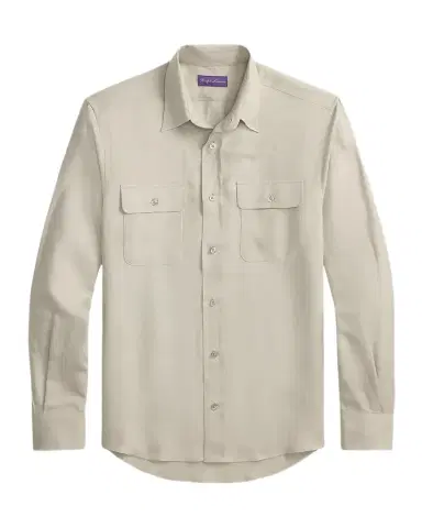 Ralph Lauren Purple Label Silk-Linen Button-Front Shirt | Thumbnail 1 Ralph Lauren Purple Label Silk-Linen Button-Front Shirt | Thumbnail 1
