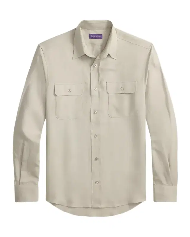 Ralph Lauren Purple Label Silk-Linen Button-Front Shirt