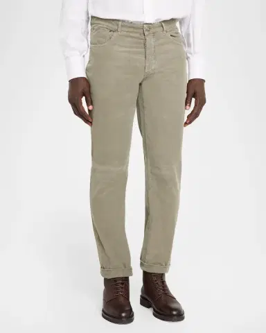 Brunello Cucinelli Men's Micro-Corduroy Straight Leg Five-Pocket Pants | Thumbnail 4