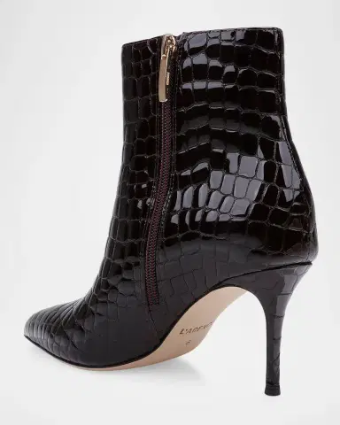 L'Agence 75mm Houston II Croc-Embossed Patent Leather Ankle Booties | Thumbnail 3 L'Agence 75mm Houston II Croc-Embossed Patent Leather Ankle Booties | Thumbnail 3