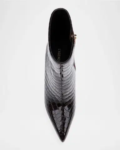 L'Agence 75mm Houston II Croc-Embossed Patent Leather Ankle Booties | Thumbnail 4 L'Agence 75mm Houston II Croc-Embossed Patent Leather Ankle Booties | Thumbnail 4