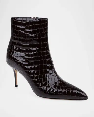 L'Agence 75mm Houston II Croc-Embossed Patent Leather Ankle Booties | Thumbnail 5 L'Agence 75mm Houston II Croc-Embossed Patent Leather Ankle Booties | Thumbnail 5
