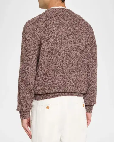 Brunello Cucinelli Men's Wool, Silk and Cashmere Donegal Crewneck Sweater | Thumbnail 3 Brunello Cucinelli Men's Wool, Silk and Cashmere Donegal Crewneck Sweater | Thumbnail 3