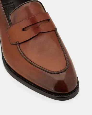 Ferragamo Men's Brandy Tramezza Leather Penny Loafers | Thumbnail 2