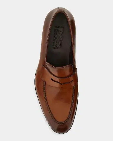 Ferragamo Men's Brandy Tramezza Leather Penny Loafers | Thumbnail 3