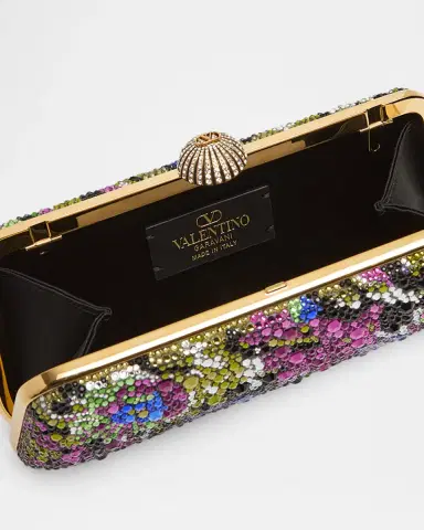 Valentino Garavani Floral Crystal Clutch Bag | Thumbnail 4