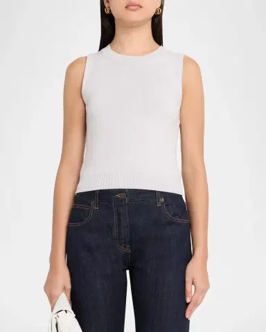 Oscar de la Renta Wool Knit Cropped Twinset Tank Top | Thumbnail 4