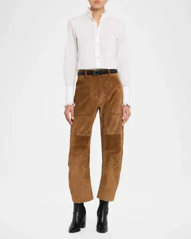 Nili Lotan Shon Barrel-Leg Suede Pants | Thumbnail 2 Nili Lotan Shon Barrel-Leg Suede Pants | Thumbnail 2