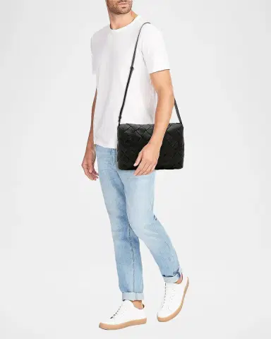 Bottega Veneta Men's Small Intreccio Leather Crossbody Bag | Thumbnail 2