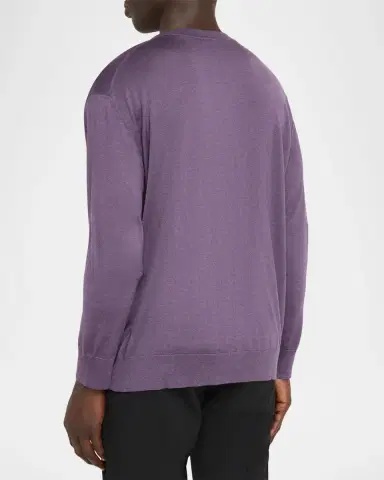 Brioni Men's Cashmere-Silk Crewneck Sweater | Thumbnail 3 Brioni Men's Cashmere-Silk Crewneck Sweater | Thumbnail 3