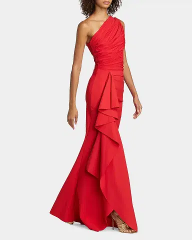 Chiara Boni La Petite Robe Ruched One-Shoulder Ruffle Gown | Thumbnail 2 Chiara Boni La Petite Robe Ruched One-Shoulder Ruffle Gown | Thumbnail 2