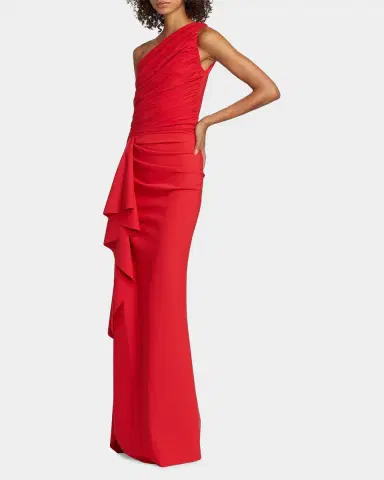 Chiara Boni La Petite Robe Ruched One-Shoulder Ruffle Gown | Thumbnail 7 Chiara Boni La Petite Robe Ruched One-Shoulder Ruffle Gown | Thumbnail 7